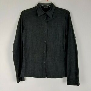 Woolrich Women's Button Up Shirt Size S Gray Stretchy Career Blouse‎ Top